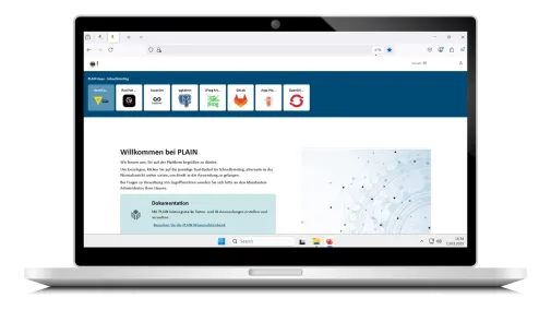 Projekt Plain Oberfläche der Plain Plattform auf einem Laptop